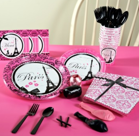 paris theme baby shower tableware