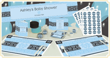 damask baby shower tableware for boys