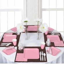 damask baby shower tableware for girls