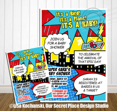 PRINTABLE Superhero Baby Shower Invitation Comic Baby Shower Announcement Super hero Baby Shower Superhero invitation Super hero