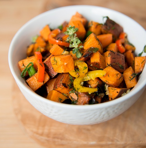 simple-baby-shower-food-ideas-sweet-potato-with-herbs-peppers-and-onions