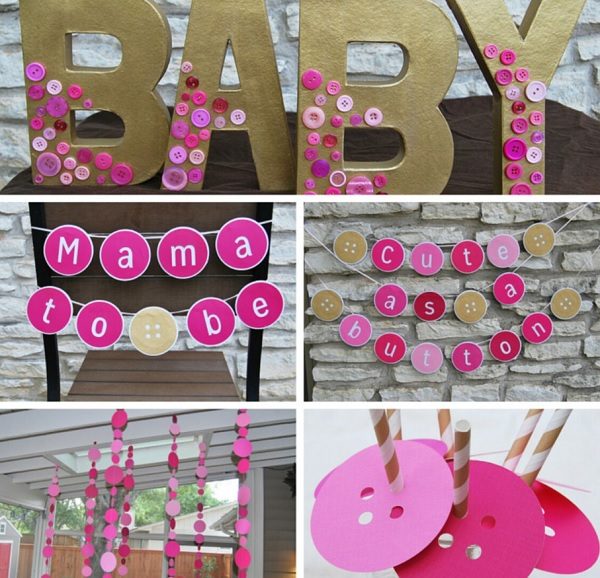 cute as a button baby shower decorations