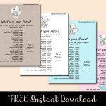 FREE Elephant What’s in Your Purse Printable