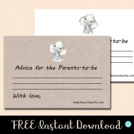 Free sweet elephant baby shower advice for parents card download