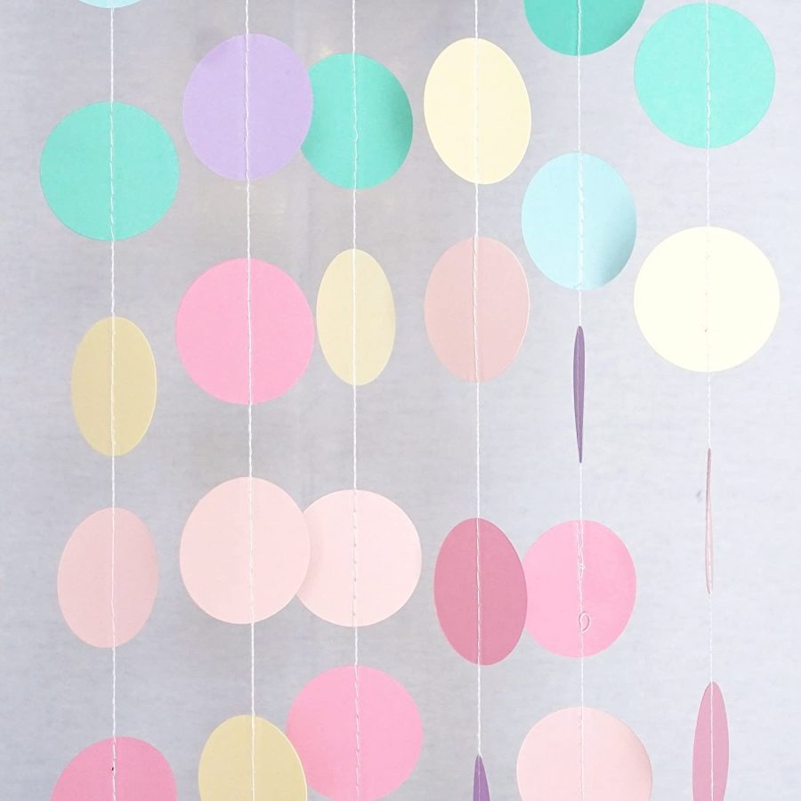 rainbow polka dot Garland Streamer Backdrop