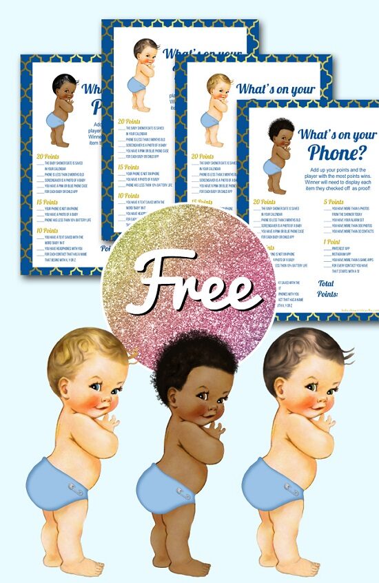 Free-Blue-whats-in-your-phone-baby-shower-template-in-prince-theme