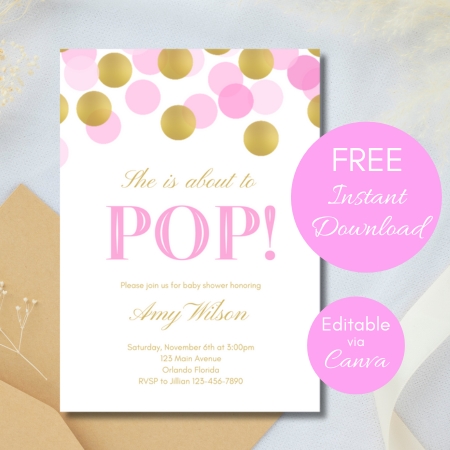 Free Editable Invitation She's About to Pop