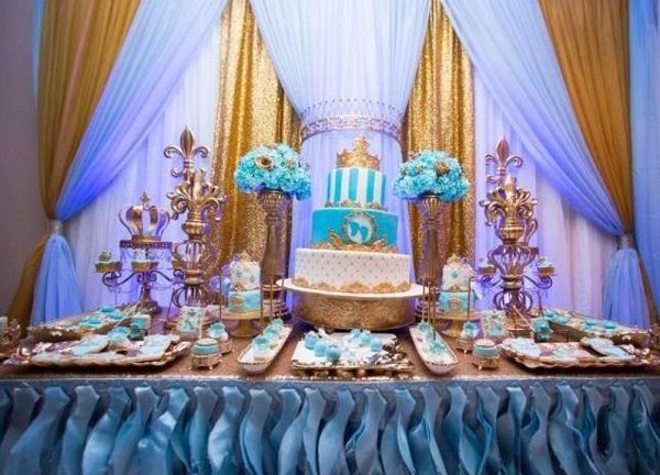 Gold and Light Blue Royal Baby Shower