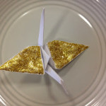 Gold Glittery Origami Crane Decorations