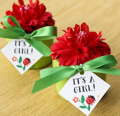 Personalized Diamond Baby Shower Favor Tags ladybug