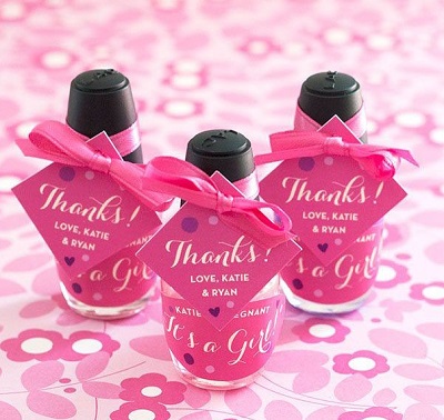Personalized Diamond Shaped Nail Polish Baby Shower Favor Tags