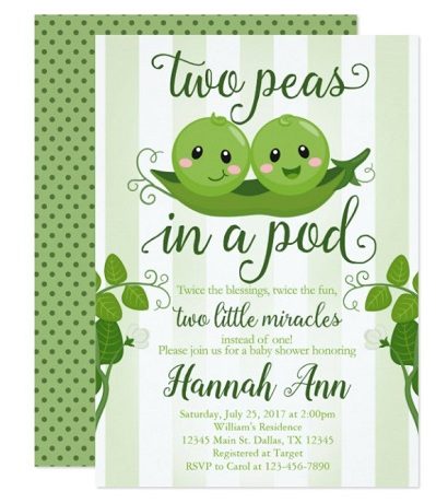 Two Peas in a Pod Baby Shower Invitation Sweet Pea