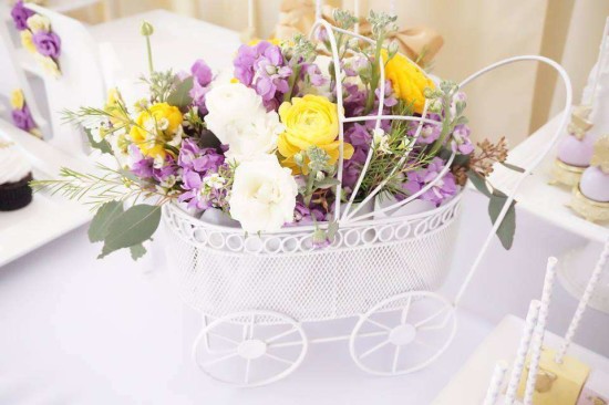 carriage flower arrangement