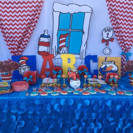 dr seuss themed baby shower candy table