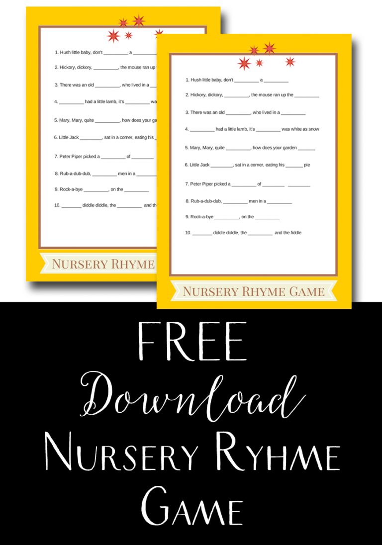 FREE Printable Baby Nursery Rhyme Game – Baby Shower Ideas 4U