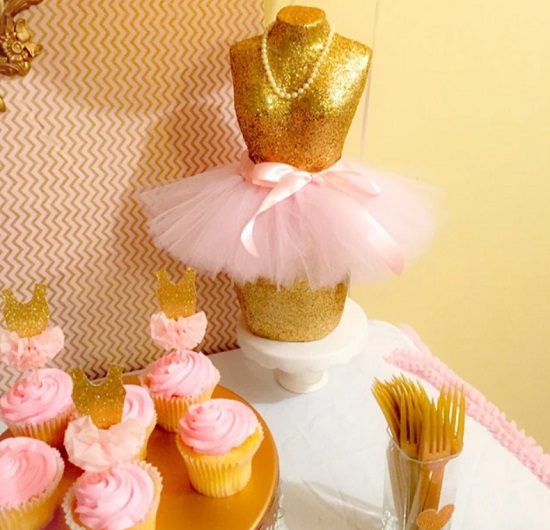 pink and gold ballerina baby shower