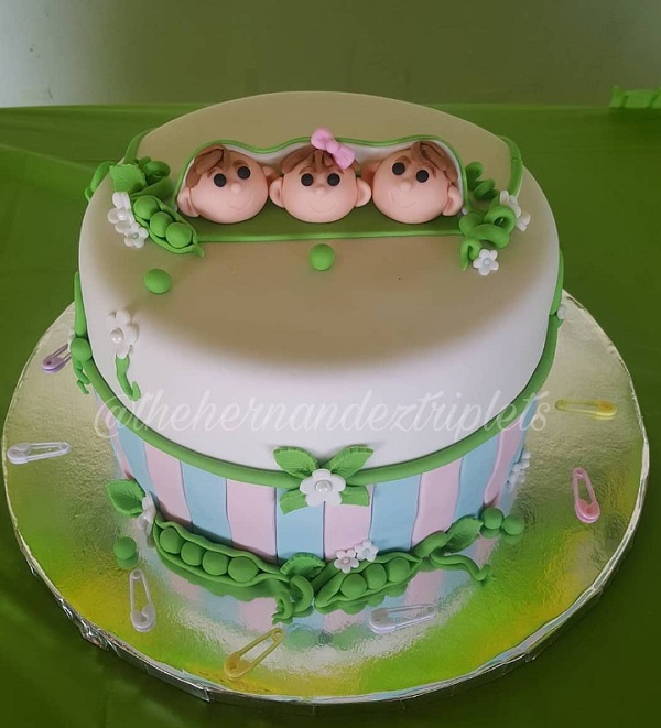 three peas in a pod triplet cake