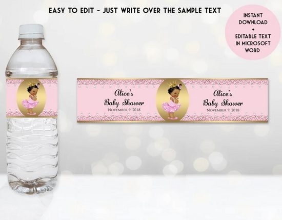 tutu ballerina water bottle label