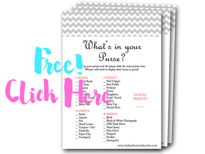 whats-in-your-purse, free baby shower games