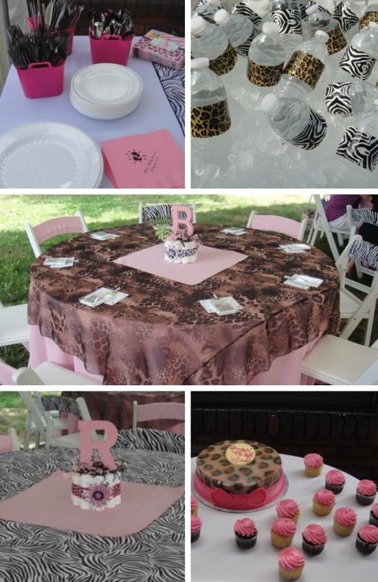 Pink safari Baby Shower Theme decorations