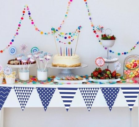 Free nautical party dessert table bunting