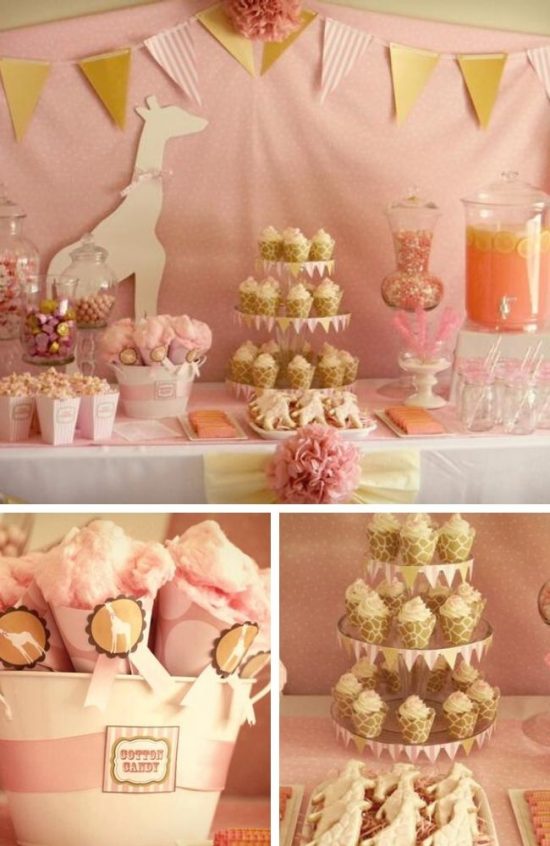 Pink Giraffe Jungle baby shower Party