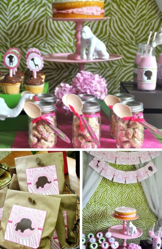 Pink and Green Safari Baby Shower