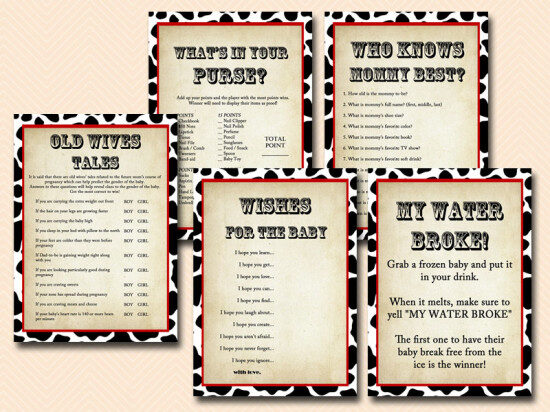 cowboy baby shower game bundle
