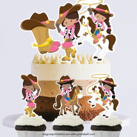 cowgirl baby shower cake topper
