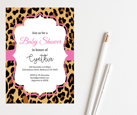 editable girl jungle baby shower invitation