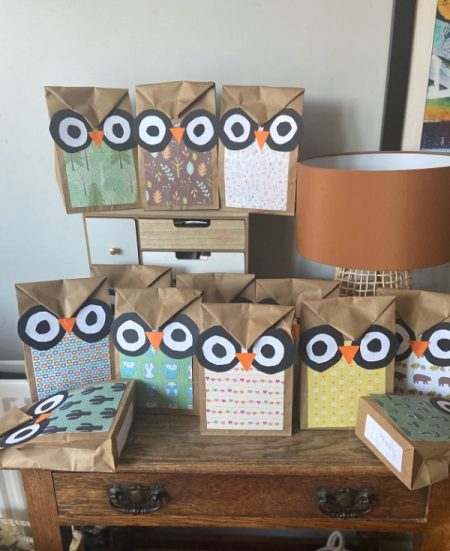 handmade owl party bags