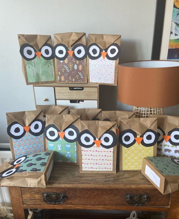 handmade owl party bags