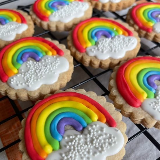 rainbow baby shower cookie favors