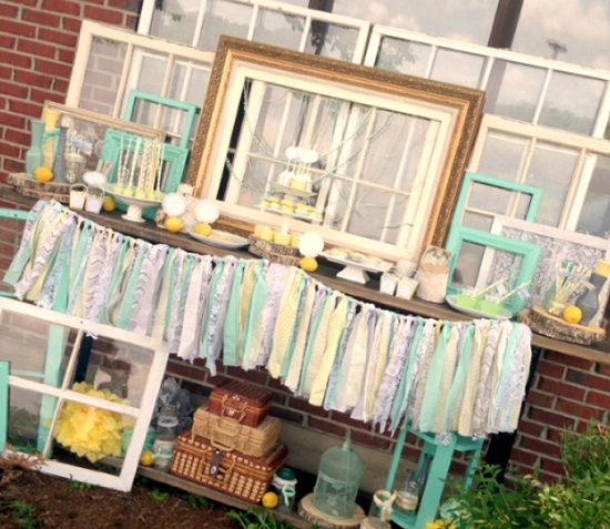Vintage Mint Yellow Gray Shower