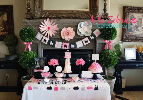 baby girl main tablescape - pink parisian