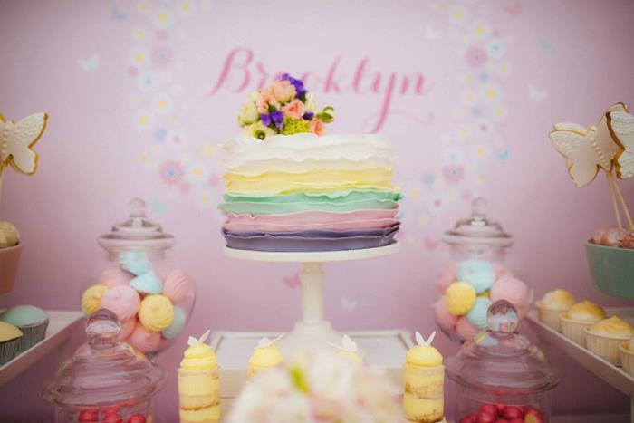 butterfly ruffle ombre cake
