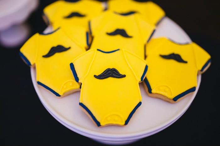 mustache onesies cookies