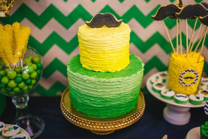 mustache baby shower cake