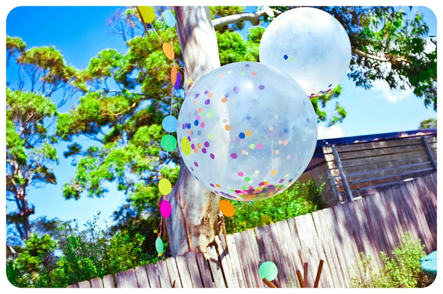 large colorful confetti balloons