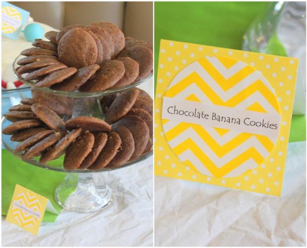 Hand, Hand, Fingers Thumb Book Inspired Party via baby shower ideas and supplies chocolate banana cookies