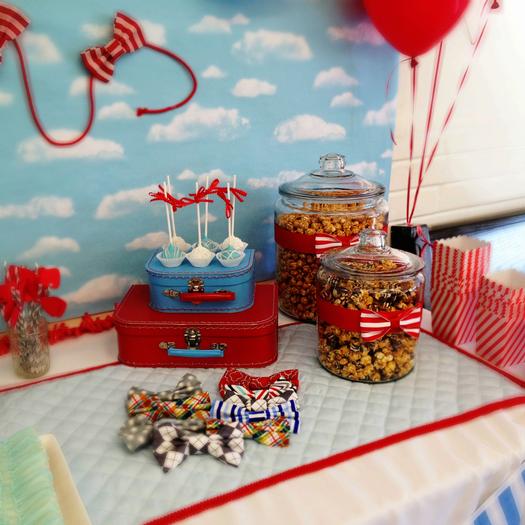 bow tie baby shower ideas, kite baby shower, blue aand red by adriana via babyshowerideas4u, dessert table