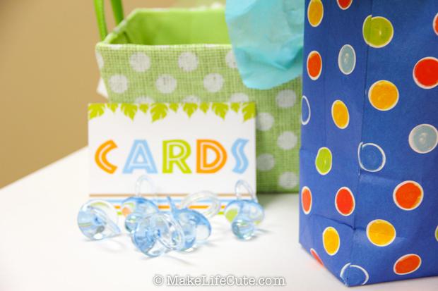 dinosaur themed baby shower blue pacifier decoration