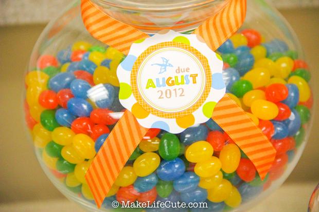 dinosaur themed baby shower colorful jelly beans