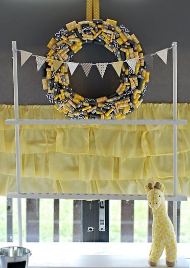 gender reveal baby shower party, girl or boy, fringe backdrop, happy for you stamp, peg doll invitation 1