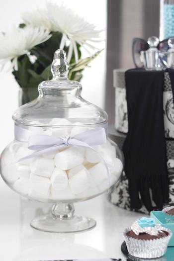 tiffany inspired baby shower theme by Liz via babyshowerideas4u.com - marshmallows
