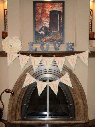 vintage glam baby shower via babyshowerideas4u, sweet baby shower treats, drink station, mason jars with flower lids, banner