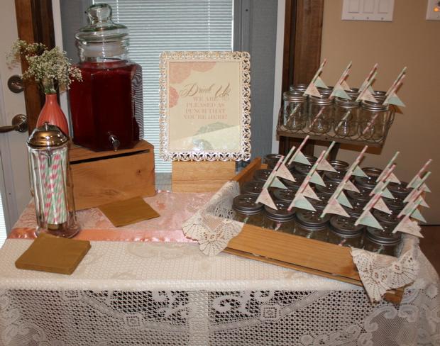 vintage glam baby shower via babyshowerideas4u, sweet baby shower treats, drink station