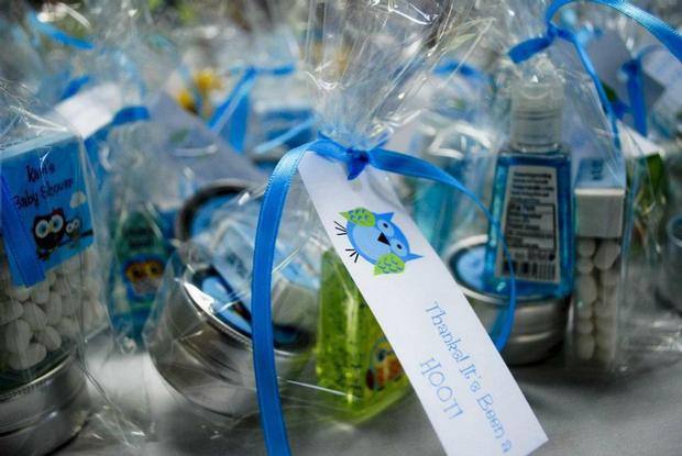 Owl Baby Boy Shower theme decoration ideas, owl thank you tags