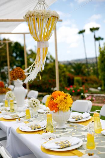 b is for baby shower invitation, bee themed, baby + bee, amazing table setting, florals