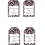 FREE Pink Damask Favor Tag | Thank you Tag